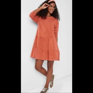 Orange long sleeve sweatshirt dress
